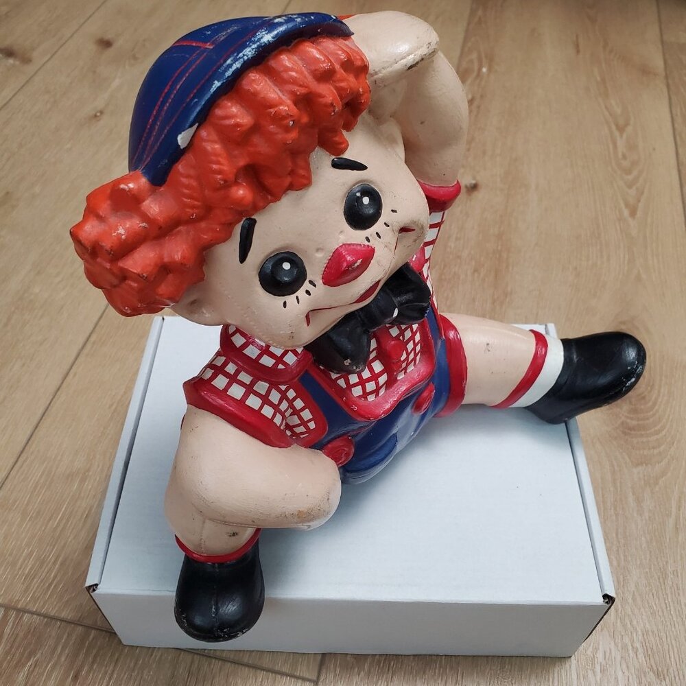 Vintage Byron Raggedy Andy Doll 70s Painted Boy Ceramic Statue Mold Figure Stamp
